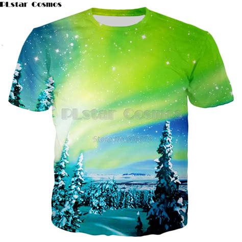Plstar Cosmos Drop Shipping 2018 Summer New Style Fashion T Shirt Arctic Nights Nature Print 3d