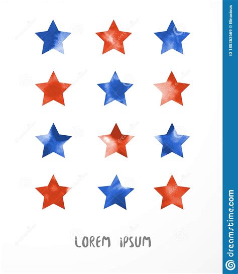 Blue And Red Stars On White Background Stock Illustration