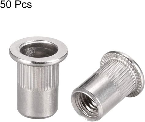 Fasteners And Hardware 50pcs 304 Stainless Steel M5 Rivet Nut Flat Head Inser Knurled Body Blind
