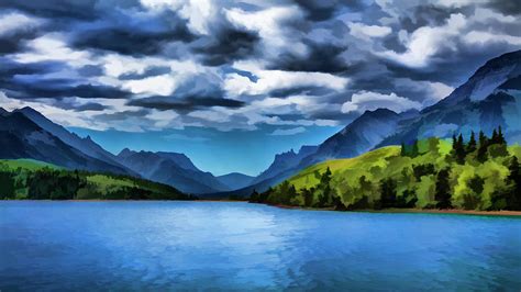 Painting Of A Lake And Mountains Painting By Ron Harris Fine Art America