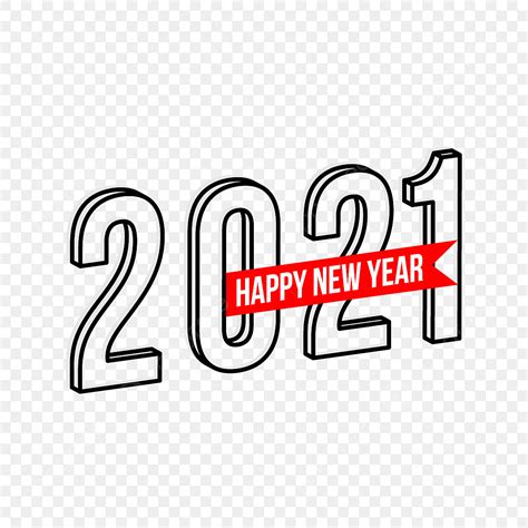 Happy New Years Clipart Transparent Background Simple Modern Text 2021