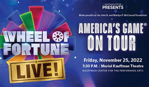 Wheel Of Fortune Live Tickets In Kansas City At Kauffman Center For The Performing Arts On Fri