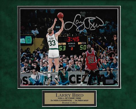 Larry Bird Autograph Photo Jump Shot Over Michael Jordan 11x14 New