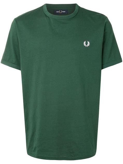 Fred Perry Embroidered Logo Cotton T Shirt In Green For Men Lyst