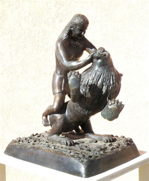 Samson The Hero And The Lion A Bronze Sculpture