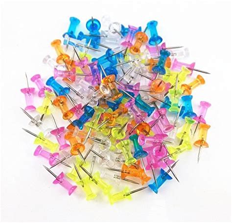 Pack Of 100 Decorative Multi Colored Push Pins Thumbtack Plastic Head