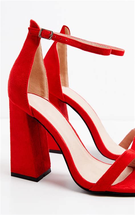 Red High Block Heel Strappy Sandal Shoes Prettylittlething