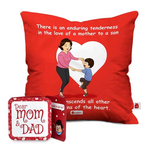 Buy Indits Mother S Day Special Mother And Son Affection Red Cushion Cover 16x16 Inch T