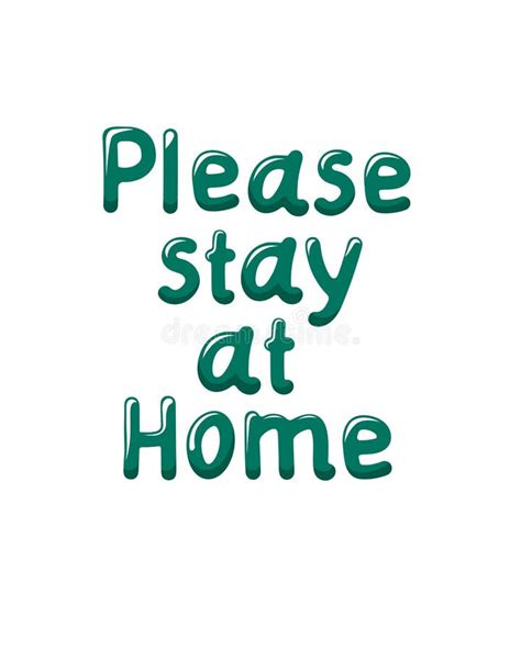 Please Stay At Home Call Poster Sticker Lettering Doodle Stock Vector