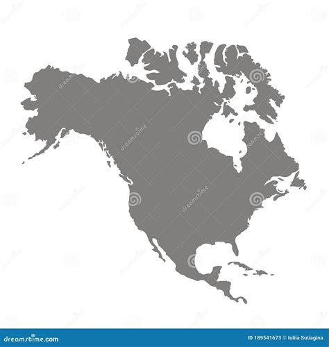Silhouette Map Of North America Abstract Continent Outline Map Grey