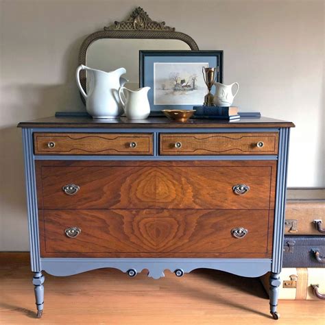 Antique Dresser In Antique Walnut Gel Stain And Driftwood Milk Paint