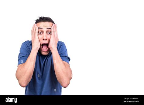 Man With His Hands Over His Face Screaming In Fear Stock Photo Alamy