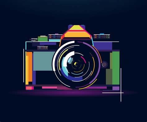 Retro Photo Camera Abstract Colorful Drawing Digital Graphics