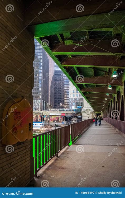 Chicago River S Dyed Green Color Reflects Onto Dusable Bridge As