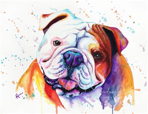 English Bulldog Art Print Pet Portrait Bulldog Watercolor | Etsy in