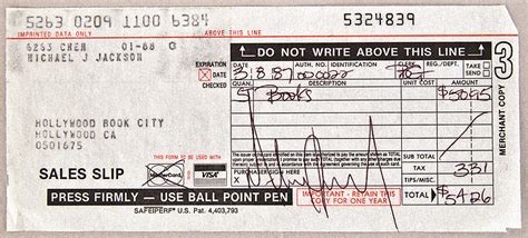 Make your request by phone step 1 Lot Detail - Michael Jackson Signed Credit Card Receipt