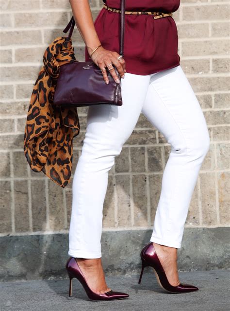 Rock Steady White Jeans And Burgundy Wine Tank