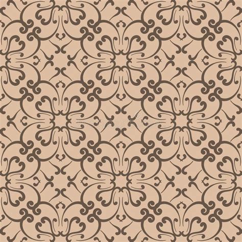 Seamless Beige Pattern With Wallpaper Ornaments Stock Vector