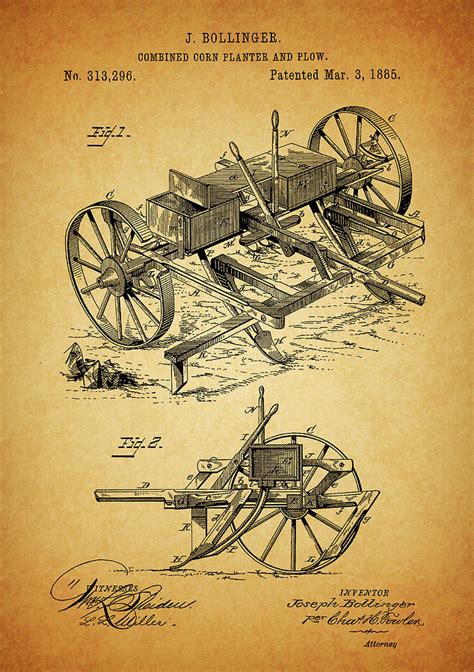 1885 Corn Planter And Plow Drawing By Dan Sproul