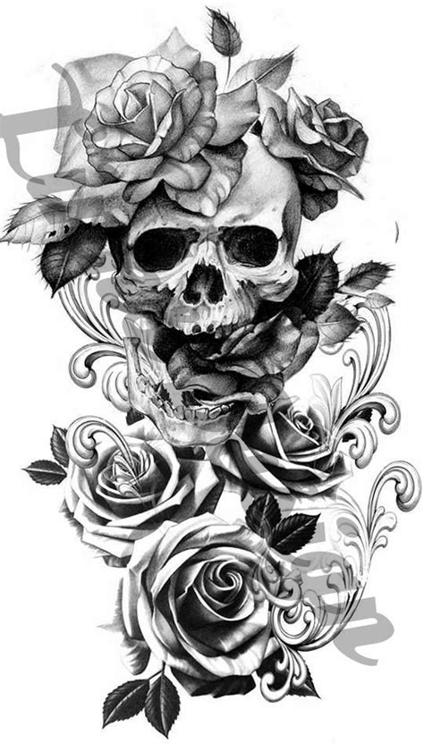 Roses And Skull With Scroll Waterslide Decal For Tumblers Etsy