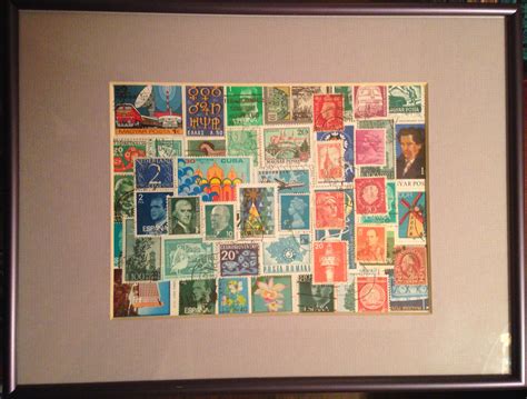 Original Postage Stamp Collage Art A Peters Postage Stamps Collage