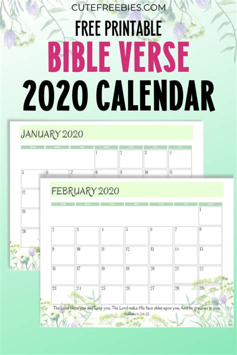 2024 Bible Verse Calendar Free Printable Cute Freebies For You