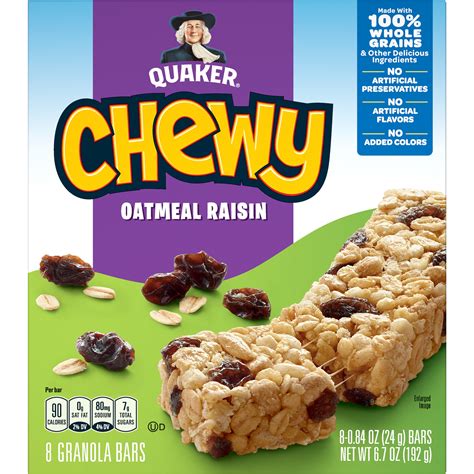 Quaker Chewy Oatmeal Raisin Granola Bars Smartlabel