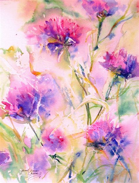 Abstract Flower Original Watercolor Painting Modern Contemporary