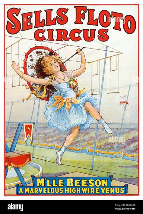 sells floto circus m lle beeson a marvelous high wire venus circus poster showing tight rope