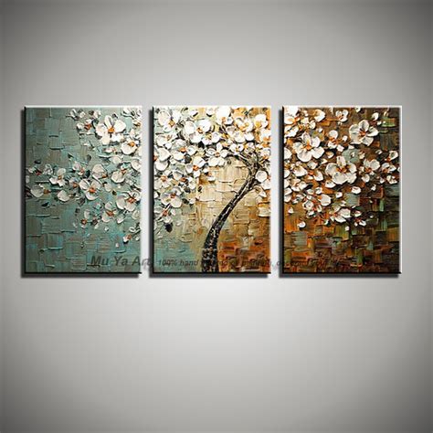 3 Panel Wall Art Canvas Tree Acrylic Decorative Pictures Hand Painted