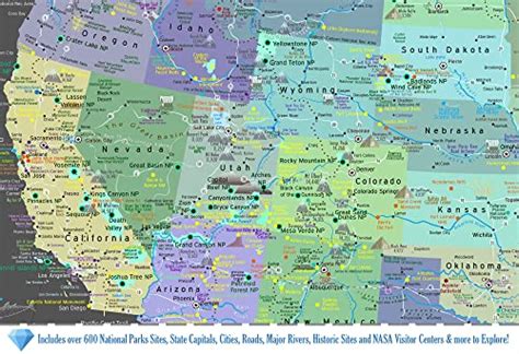 Geojango National Parks Map Poster Slate Edition World Map Blank Shop