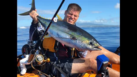 Kayak Fishing Hawaii Big Yellowfin Tuna Almost Got Away Penn Slammer