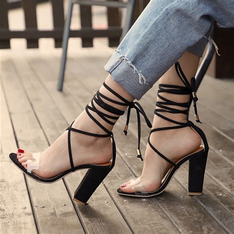 Sexy Women Heeled Sandals Bandage Ankle Strap Pumps Super High Heels 10
