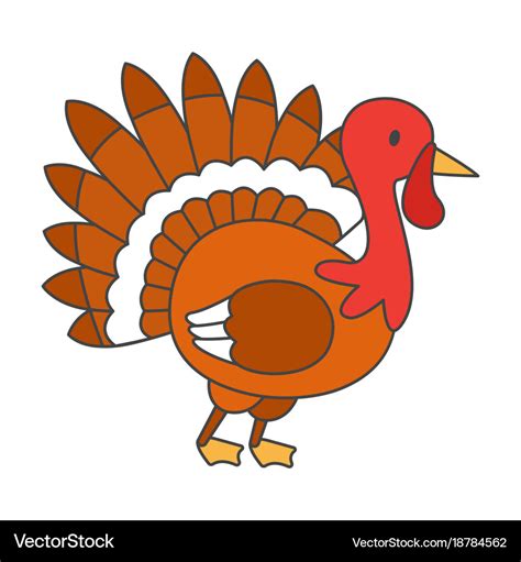 Thanksgiving Turkey Bird Cartoon Mascot Character Vector Image
