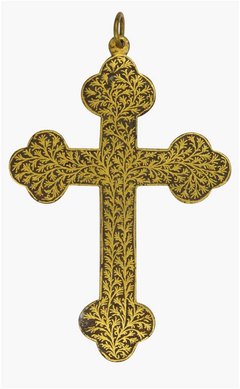 Victorian Gold Leaf Inlaid Gothic Style Cross Royal Blue Cross Png