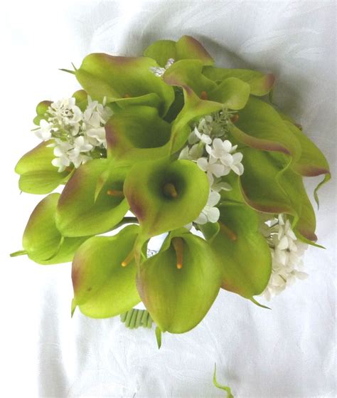Green Calla Lily Wedding Bouquet Simple Elegant Real Touch Etsy