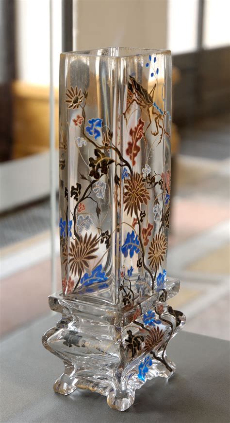 Émile Gallé French 1846 1904 Description Vase With Flowers Enameled And Gilt Glass Ca 1880