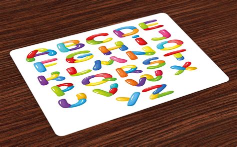 Letters Placemats Set Of 4 Colorful Letters Kids Children Design