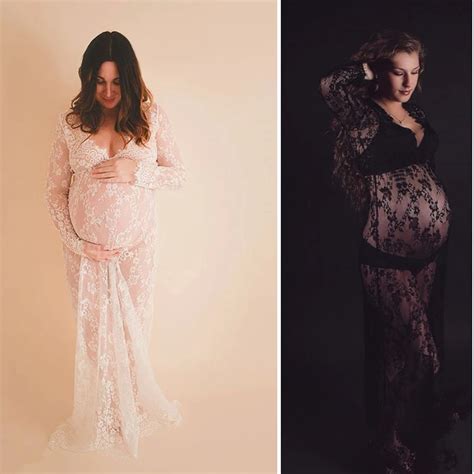 Fancy Lace Maternity Dress Pregnant Women Art Photos Long Dress Plus