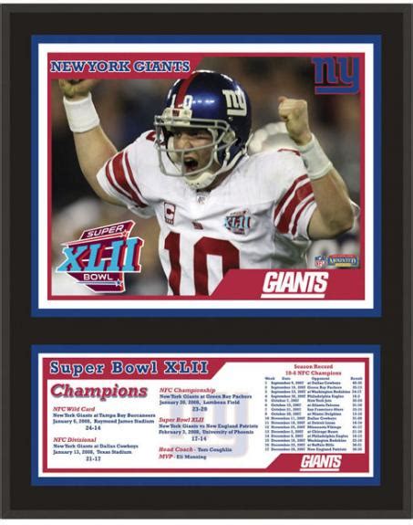 New York Giants Super Bowl Xlii Champions Plaque