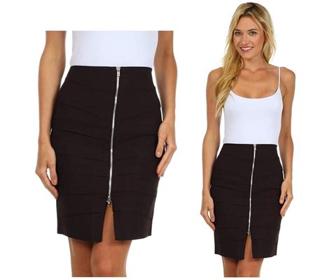 Above The Knee Zippered Tiered Sleek Stretch Pencil Skirt Pencil Skirt Stretch Pencil Skirt