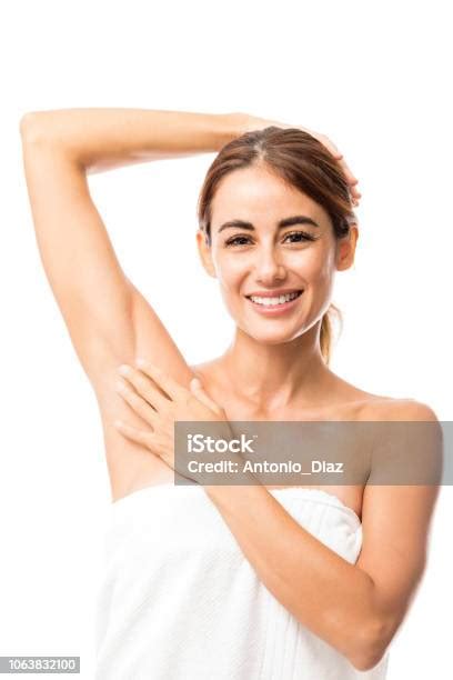 Beautiful Woman Showing Her Clean Axilla Stock Photo Download Image