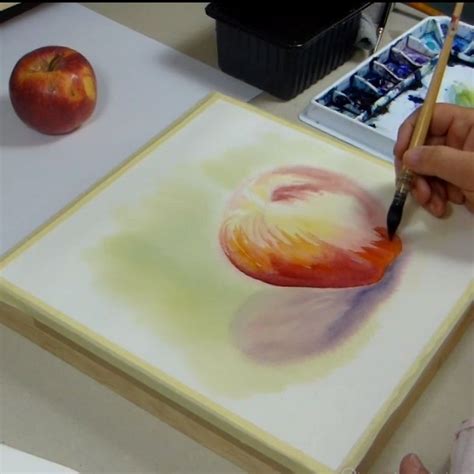 peindre une pomme base humide à l aquarelle