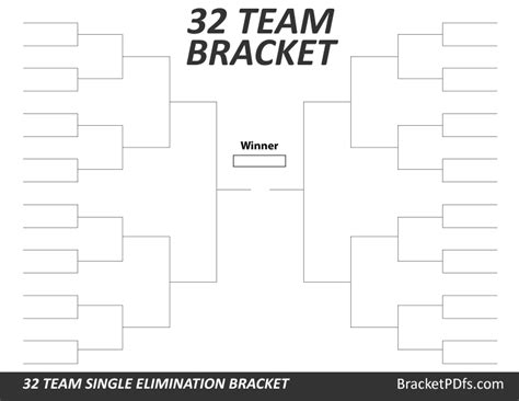 32 Team Bracket Single Elimination Printable Bracket In 14 Different