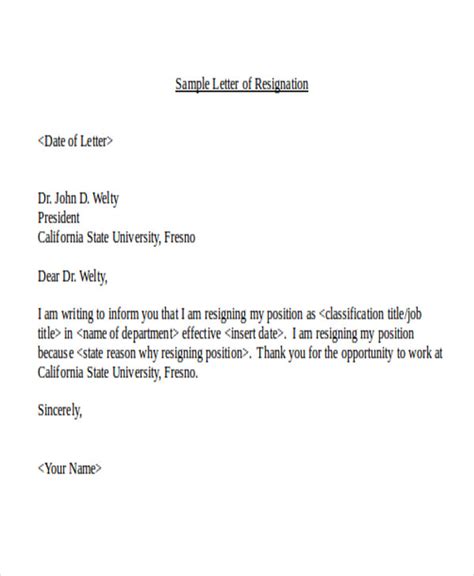 resignation letter format   ipage