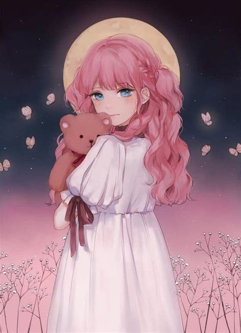 Anime Girl With Curly Pink Hair
