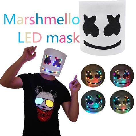 Buy Led Marshmello Dj Mask Full Head Helmet Cosplay Marshmallow Party