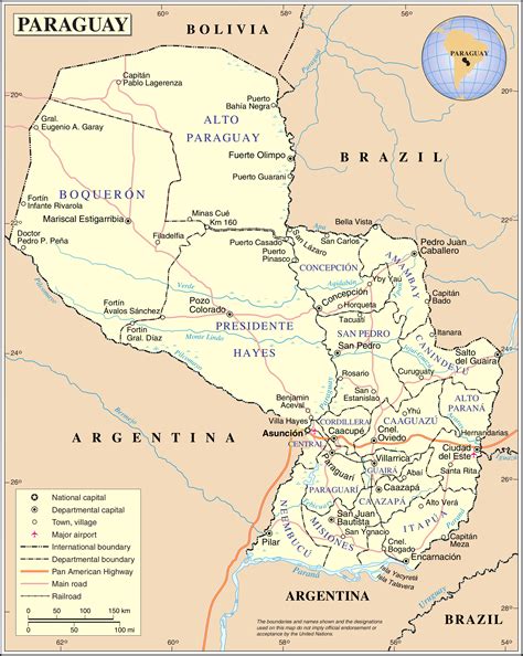 Explore the world, nelles maps. Map of Paraguay (Political Map) : Worldofmaps.net - online Maps and Travel Information