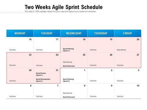 Two Weeks Agile Sprint Schedule Presentation Graphics Presentation
