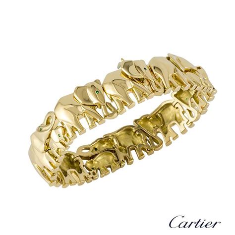 Cartier 18k Yellow Gold Khandy Elephant Bracelet Rich Diamonds